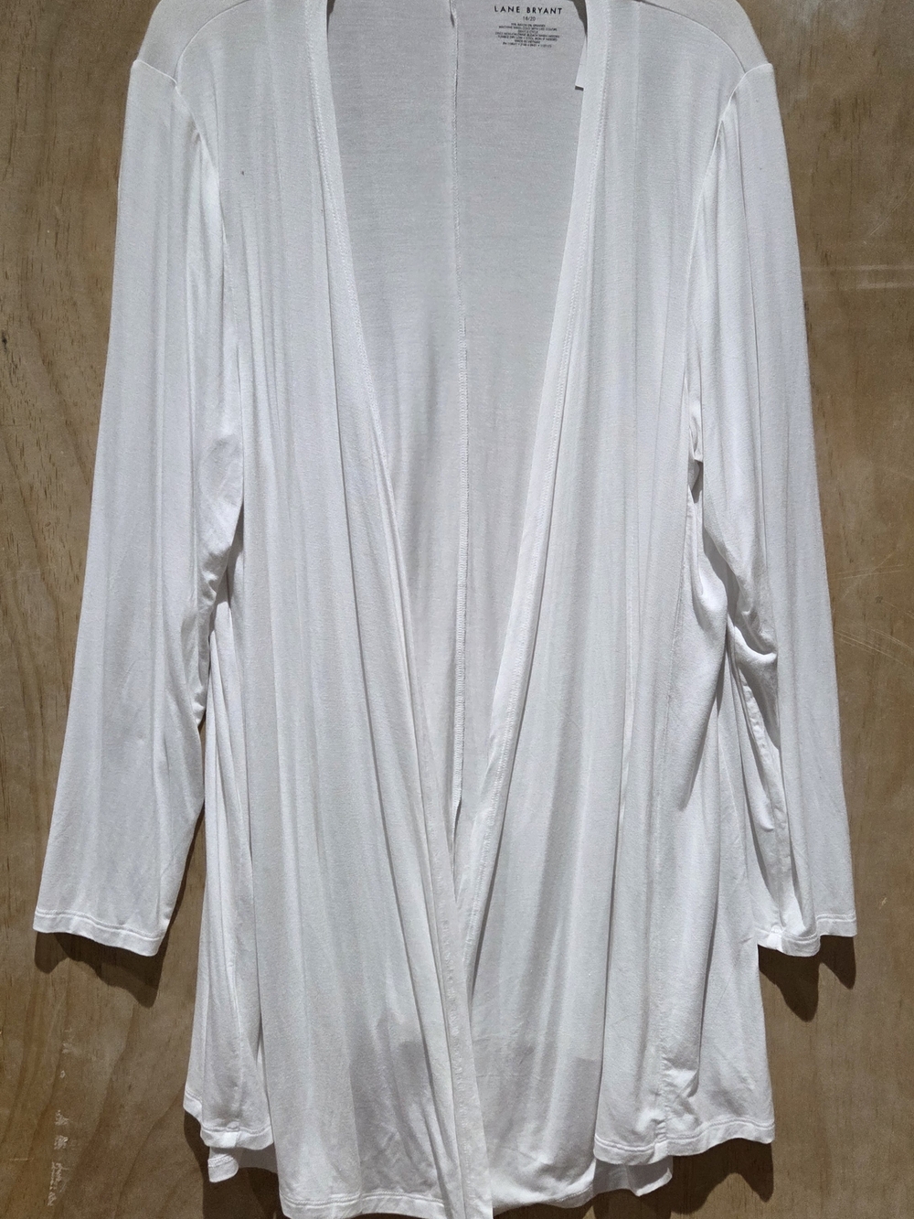 Lane Bryant White Draped Open-Front Cardigan
